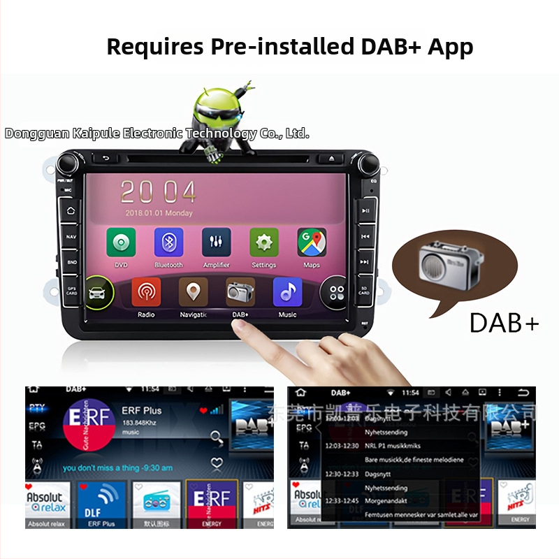 DAB+ auto digitaalne raadio vastuvõtja USB Plug‑and‑Play ja Android 5.1+ ühilduvusega, FM edastus 85-108 MHz