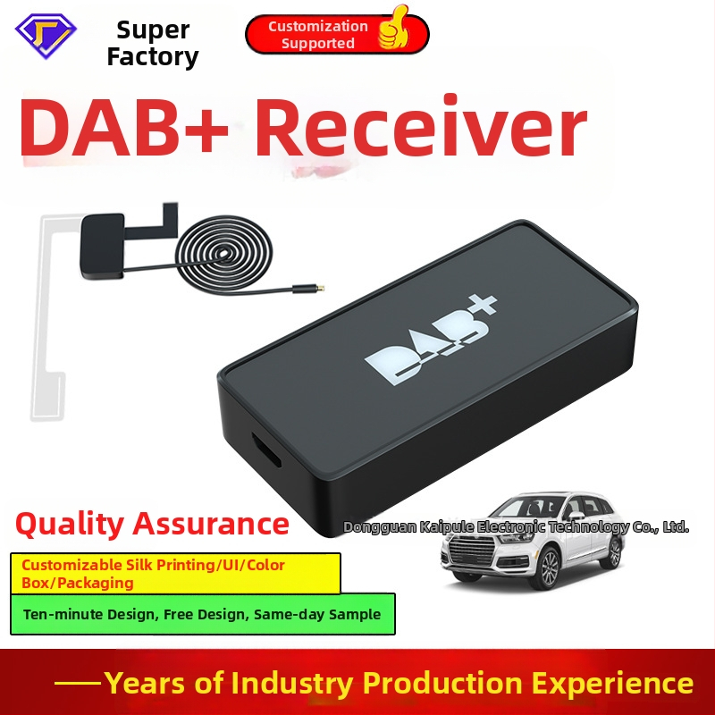 DAB+ auto digitaalne raadio vastuvõtja USB Plug‑and‑Play ja Android 5.1+ ühilduvusega, FM edastus 85-108 MHz