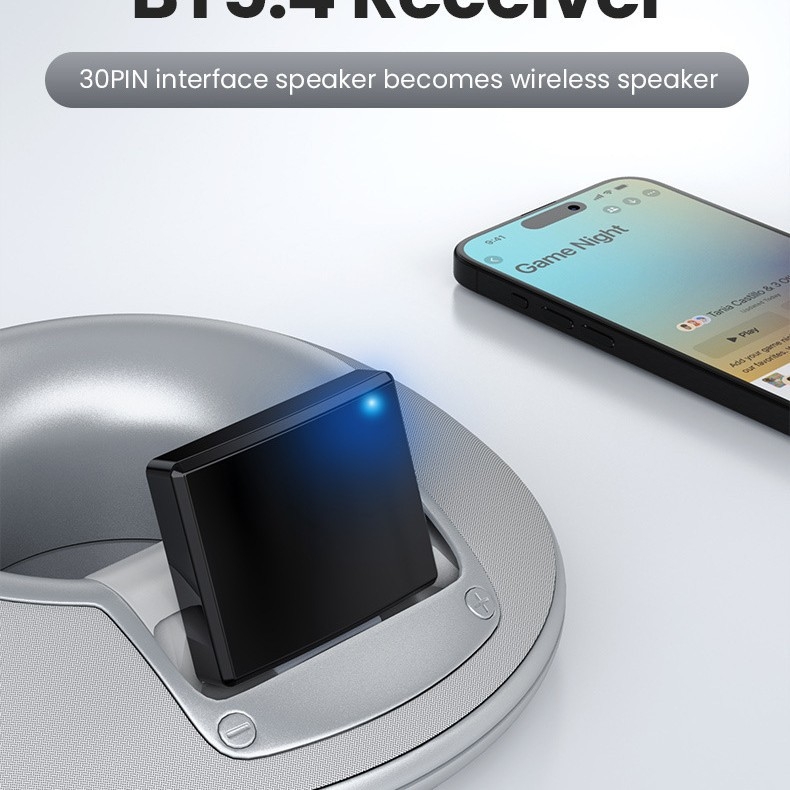 Receiver Bluetooth pentru difuzor 30-pin - interfață Apple, Plug and Play, Bluetooth 5.4, 30 Mbps, rază 10 m