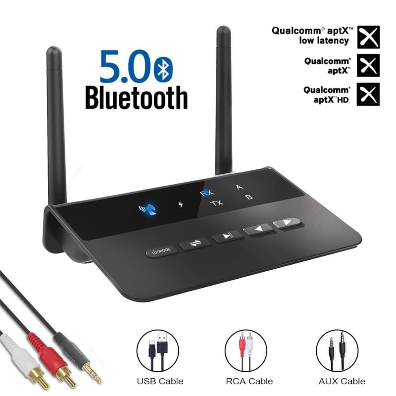YIHONG 2-in-1 Bluetooth transmiter i prijemnik za auto s AUX RCA sučeljem, aptX Adaptive, BT 5.4, domet 15m, brzina prijenosa 24, Plug-and-Play