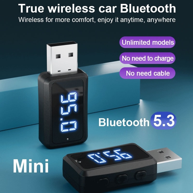 Automobilski Bluetooth FM transmitter-prijemnik s digitalnim zaslonom, model FM02, USB sučelje, Bluetooth 5.3, 2,4 GHz, domet 10 m