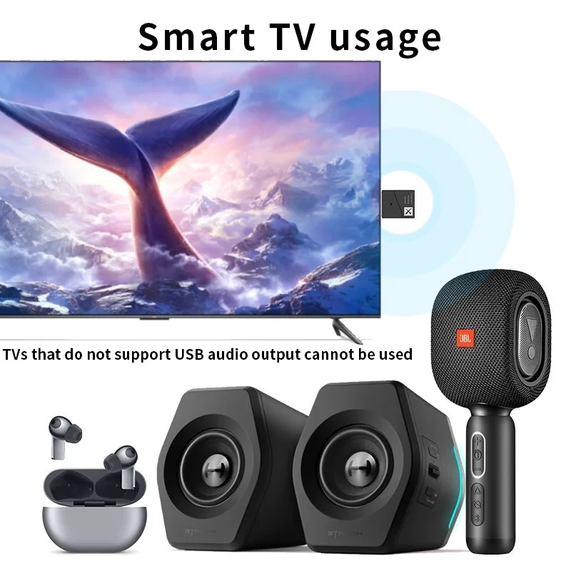 USB Bluetooth 5.2 transmiter s 24-bitnim zvukom niske latencije, vanjsko napajanje, domet 10 m