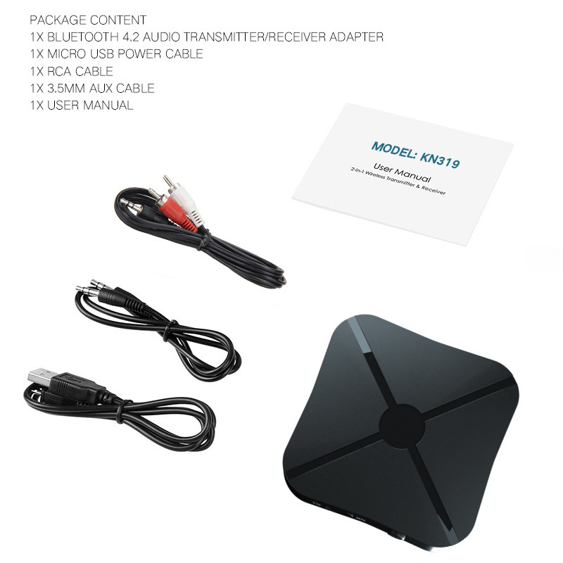 Bluetooth prijemnik-emitir, 2-u-1 stereo bežični audio pretvarač, Bluetooth 5.0, 3,5 mm audio priključak, Plug-and-Play, domet 10 m, model 319