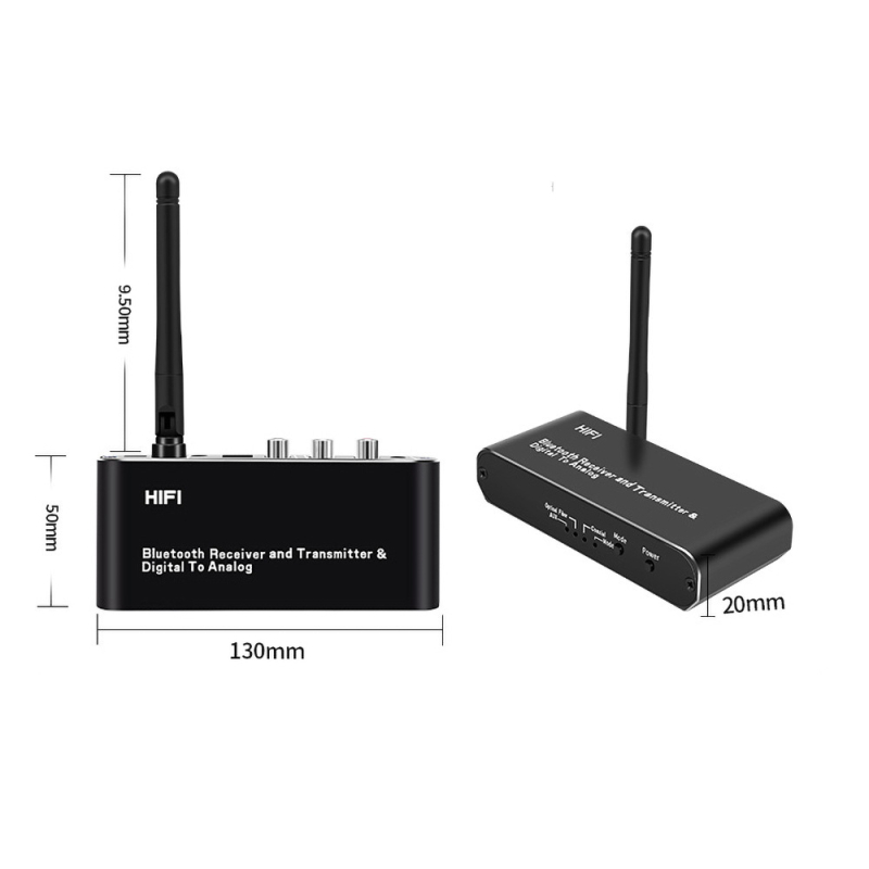 D09 Dva u jedan bežični Bluetooth prijemnik i odašiljač s optičkim vlaknom, koaksijalnim i AUX sučeljima, Bluetooth 5.0, 2.4 GHz, domet 10 m