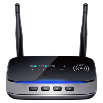 Bluetooth prijemnik i transmiter s antenom, model B21, BT 5.0, sučelja: 3,5 mm, RCA, SPDIF, Plug‑and‑Play, domet 80 m