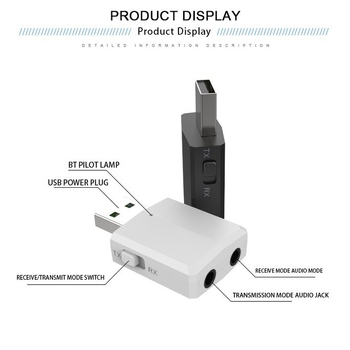 Bluetooth audio adapter 3-u-1: prijemnik i emitor, USB zvučna kartica, AUX, za TV i računalo, model ZF-169 Plus, Bluetooth 5.0, USB i 3,5 mm AUX sučelje, bez vanjskog napajanja, domet do 10 m