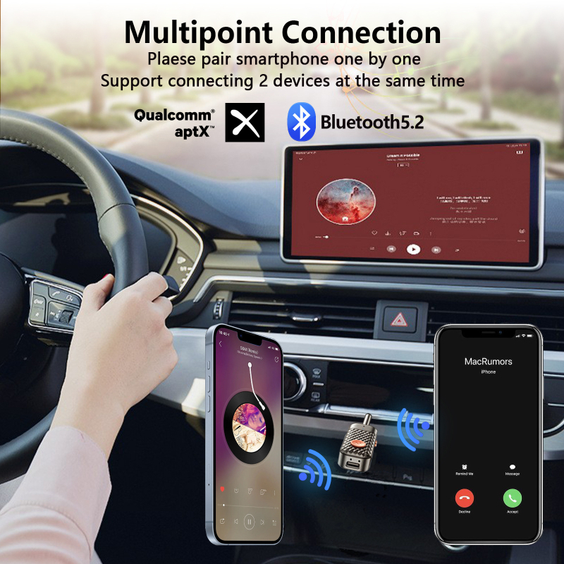 Bluetooth audio prijemnik i predajnik s Qualcomm 5.2, aptX, 1–2, niska latencija, 3,5 mm sučelje