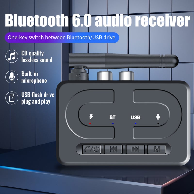 Bluetooth automobilski audio adapter s AUX i USB reprodukcijom – Bluetooth 6.0, domet 10 m, brzina prijenosa 10 Mbps, plug-and-play