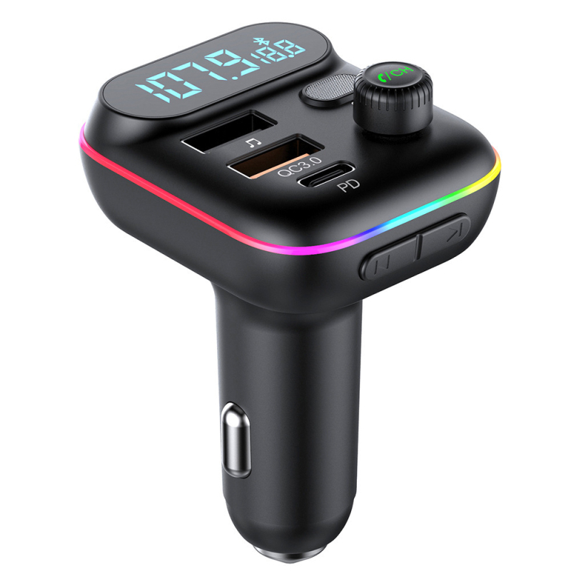 Auto MP3 player s Bluetoothom, FM transmiter, USB-C, PD/QC3.0 brzo punjenje, Čitač kartica