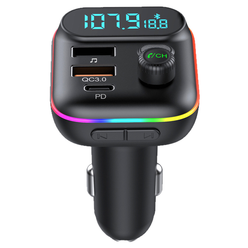 Auto MP3 player s Bluetoothom, FM transmiter, USB-C, PD/QC3.0 brzo punjenje, Čitač kartica