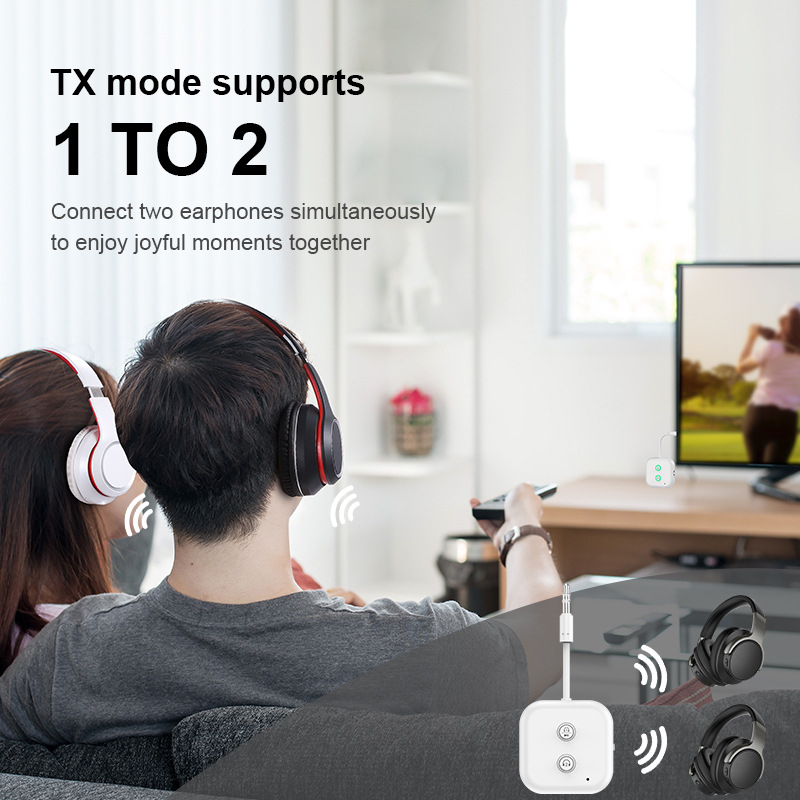 2-u-1 Bluetooth audio odašiljač/primatelj, Bluetooth 5.3, sučelje 3,5 mm/USB-C, Plug-and-Play, domet do 10 m