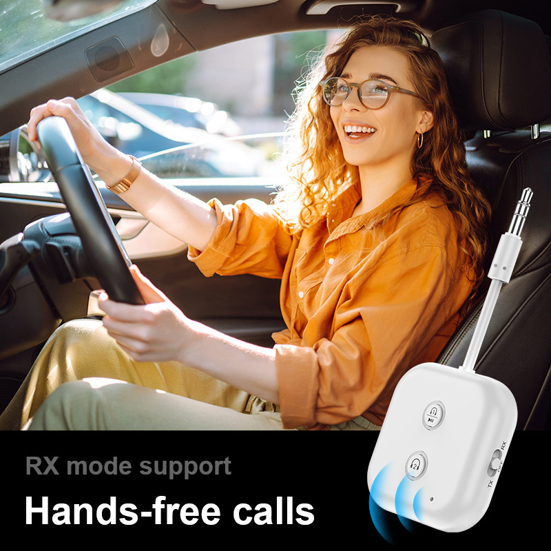 2-u-1 Bluetooth audio odašiljač/primatelj, Bluetooth 5.3, sučelje 3,5 mm/USB-C, Plug-and-Play, domet do 10 m