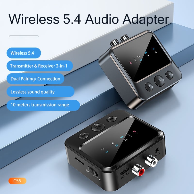 C56 Bluetooth audio transmiter-prijemnik 2-u-1 adapter s 3,5 mm sučeljem, BT 5.4, 2,4 GHz, domet 10 m