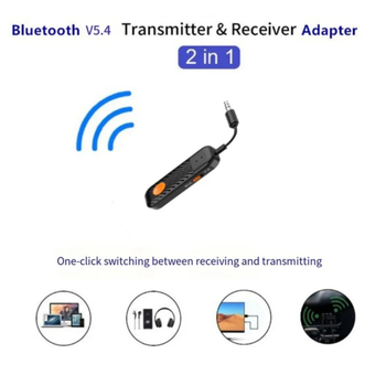 BT970 Bluetooth 5.4 imtuvas/siųstuvas, 2-iš-1 garso stiprintuvas ir keitiklis, 3,5 mm sąsaja, Plug & Play, veikimo diapazonas 10 m