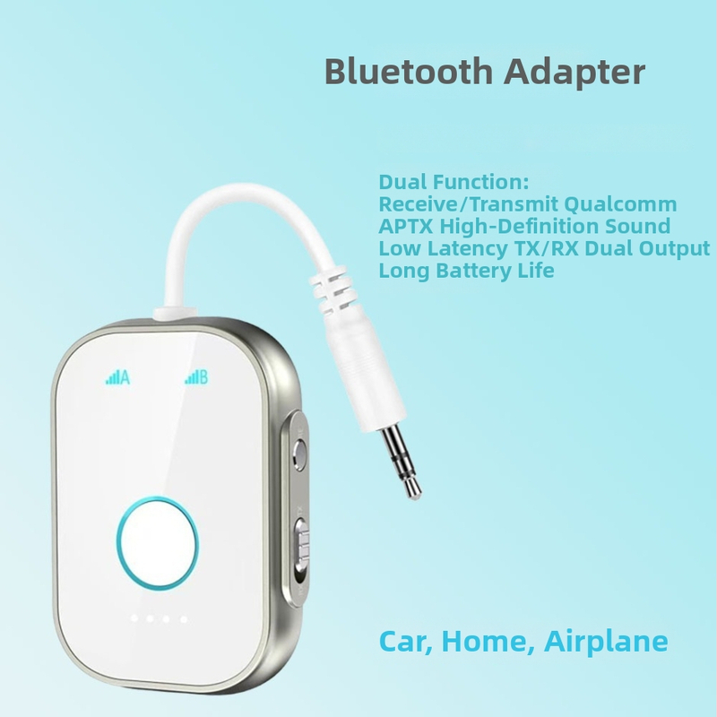 Bluetooth transceivers T1 ar 3.5 mm AUX, automaļa audio uztvērējs, Plug‑and‑Play, ārēja barošana, BT 5.4, darbības rādiuss 10 m
