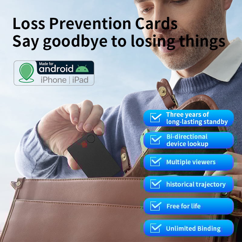 Cardă de localizare globală anti-pierdere — urmărire portofel/obiecte, partajare urmăririi, istoric de 7 zile