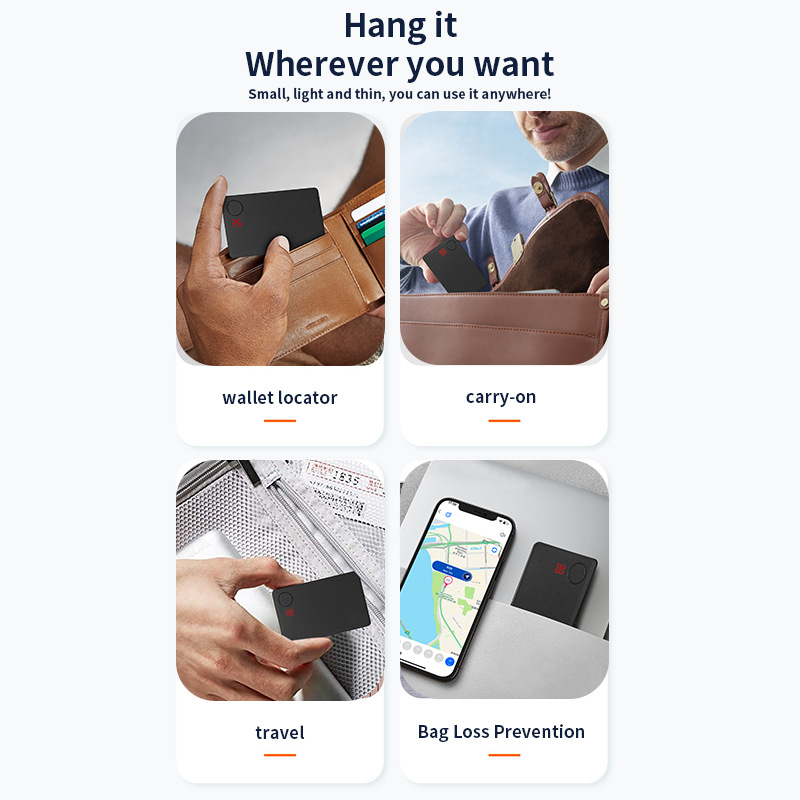 Cardă de localizare globală anti-pierdere — urmărire portofel/obiecte, partajare urmăririi, istoric de 7 zile