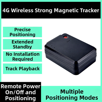 4G autós GPS követő erős mágneses rögzítéssel, újratölthető, ultra hosszú készenléti idő, GPS pontosság 5–10 m, riasztások: rezgés, áramkimaradás, SOS, kerítés, gyorshajtás, Type-C töltés