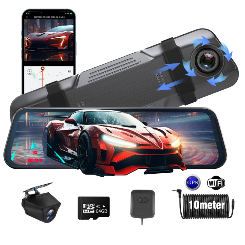 Dash kamera za automobil s dvostrukim zaslonom 10 i 12 inča, 4K, ADAS, BSD, Wi-Fi, GPS praćenje