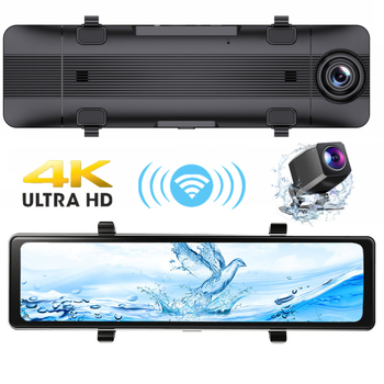 Első és hátsó dupla felvételes dash cam, 4K (2160p), CarPlay kompatibilis, GPS útvonal, Wi‑Fi