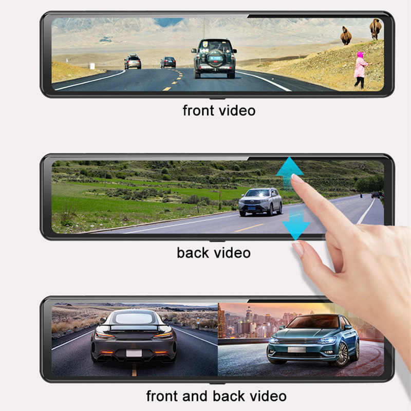 Első és hátsó dupla felvételes dash cam, 4K (2160p), CarPlay kompatibilis, GPS útvonal, Wi‑Fi