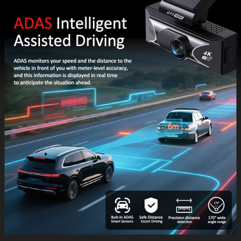 4K dvostruka kamera za automobil s prednjim i stražnjim snimanjem, 170° ultraširoki kut, noćni vid, Wi‑Fi i GPS