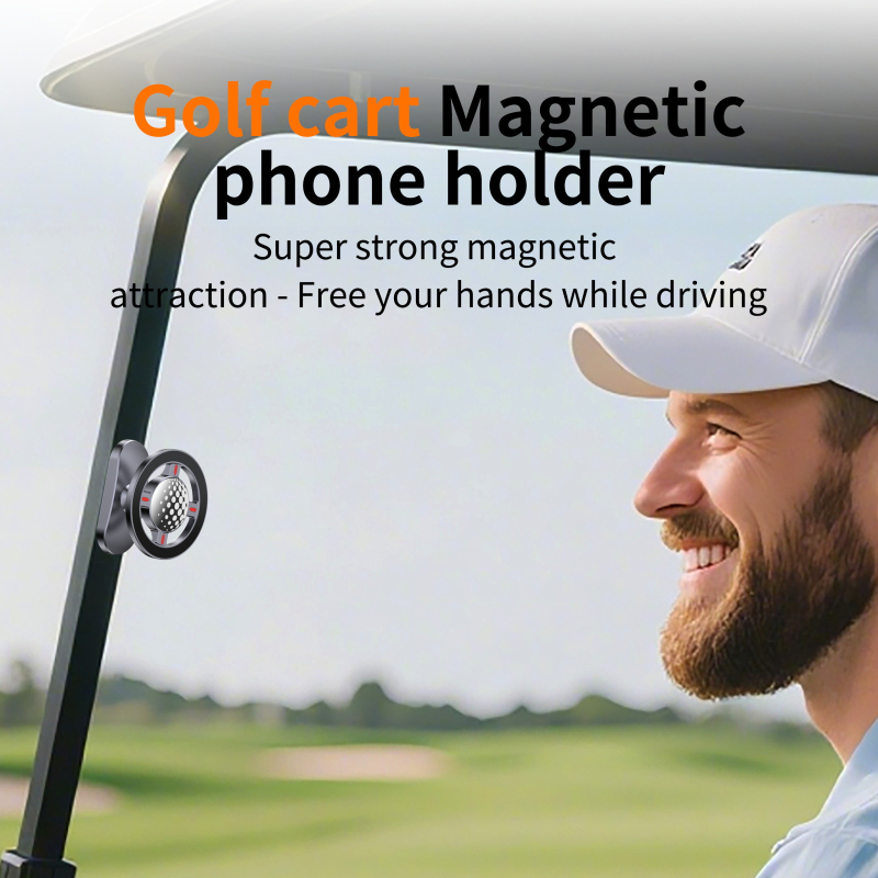 Suport magnetic pentru telefon pentru golf cart, bază cu două fețe, construcție metalică, pentru selfie și vlog