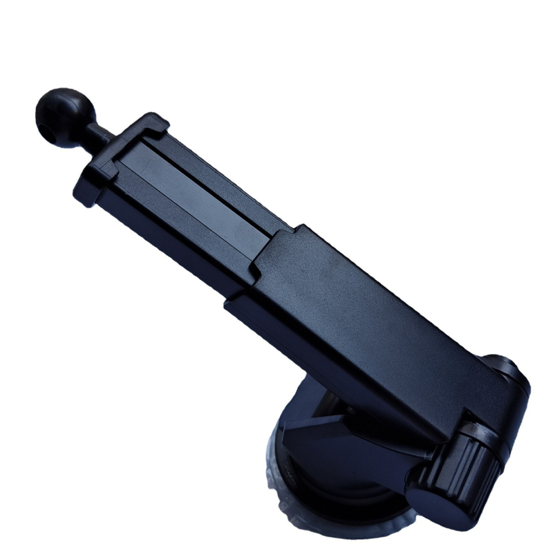 Autótelefon-tartó a műszerfalhoz rögzíthető szívókanállal, teleszkópos karral és vezeték nélküli töltőbázissal — univerzális típus