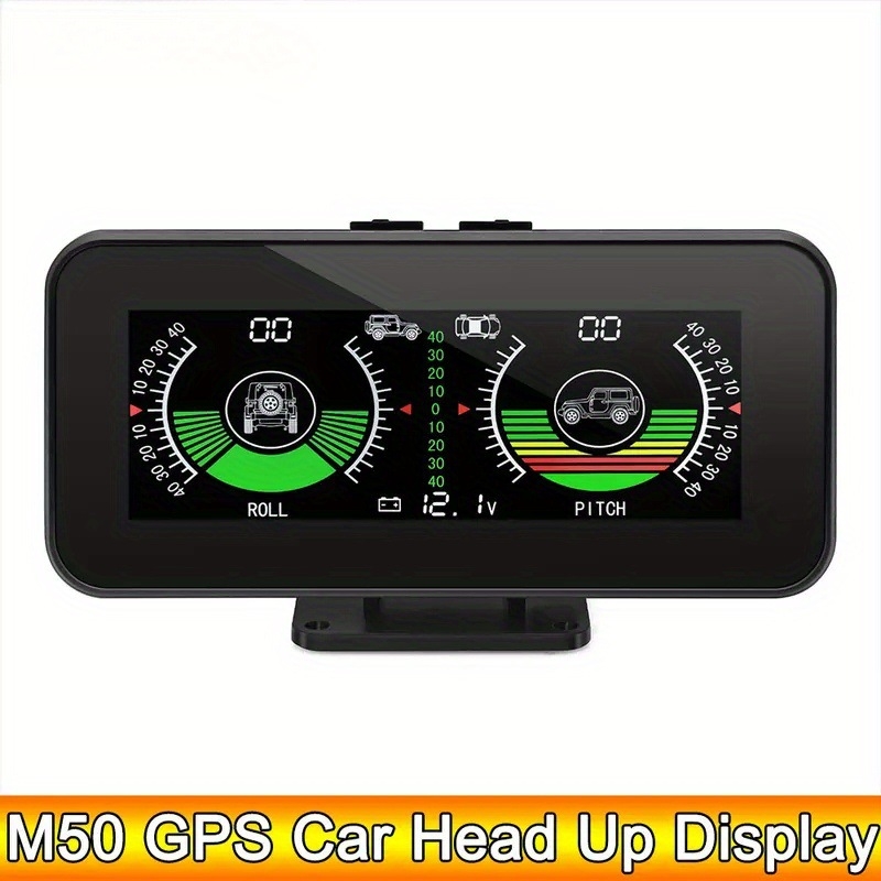 Autó HUD fej‑up kijelző – M50, GPS, Sebesség, Magasság, Iránytű, Szélesség és Hosszúság