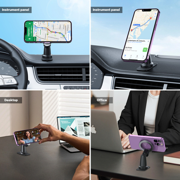 Držač za telefon u automobilu s MagSafe magnetom, za instrument ploču i središnju konzolu, 360° rotacija, materijal ABS+PC+silika gel+ magnet