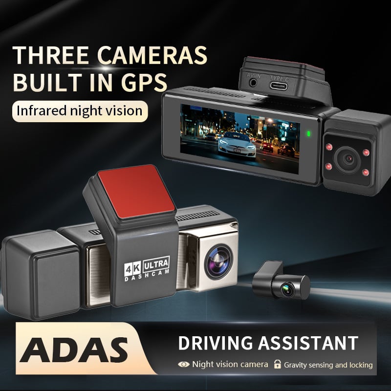 4K dash cam s tri leće, 140° široki kut, GPS navigacija i praćenje parkiranja