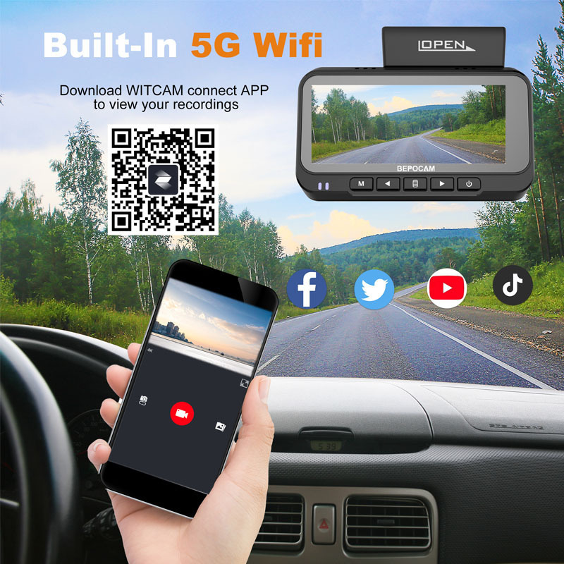 4K DVR auto cu înregistrare duală față–spate, vizionare nocturnă StarLight, 5G Wi‑Fi, unghi de vizualizare 170°
