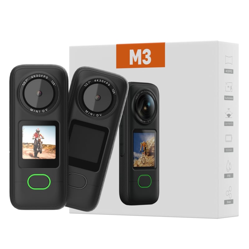 4K akciókamera M3 WiFi-vel – 1,4 hüvelykes érintőképernyő, CMOS szenzor, elektronikus képstabilizálás, körülbelül 5 órás akkumulátoros üzemidő, microSD-kártya támogatás