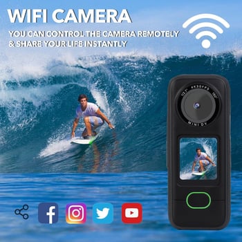 M3 4K akciókamera elektronikus képstabilizálással, 1,4 hüvelykes érintéskijelző, MicroSD-támogatás, 1800mAh akkumulátor