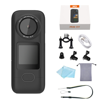 M3 4K akciókamera elektronikus képstabilizálással, 1,4 hüvelykes érintéskijelző, MicroSD-támogatás, 1800mAh akkumulátor