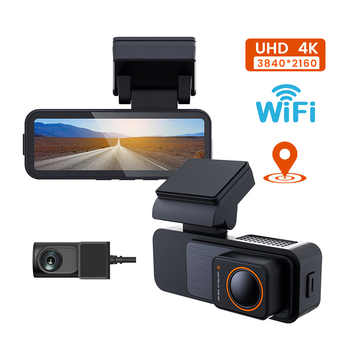 Auto dash cam s dvostrukim snimanjem prednje i stražnje – 4K (2160P) video, 170° širokokutni kut, WiFi, otvor blende F2.0