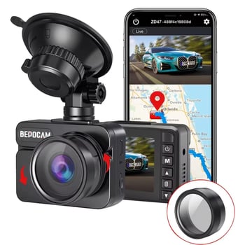 Camera DVR pentru mașină 4K cu lentilă duală, GPS și Wi-Fi, unghi de cuprindere 170°, 256GB memorie