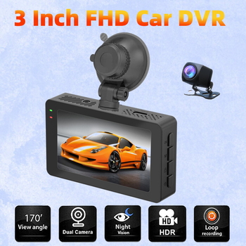 Kétobjektívű fedélzeti kamera: előre 4K + hátra 2K, 170° látószög, Wi‑Fi, ciklikus felvétel, ütközésérzékelés