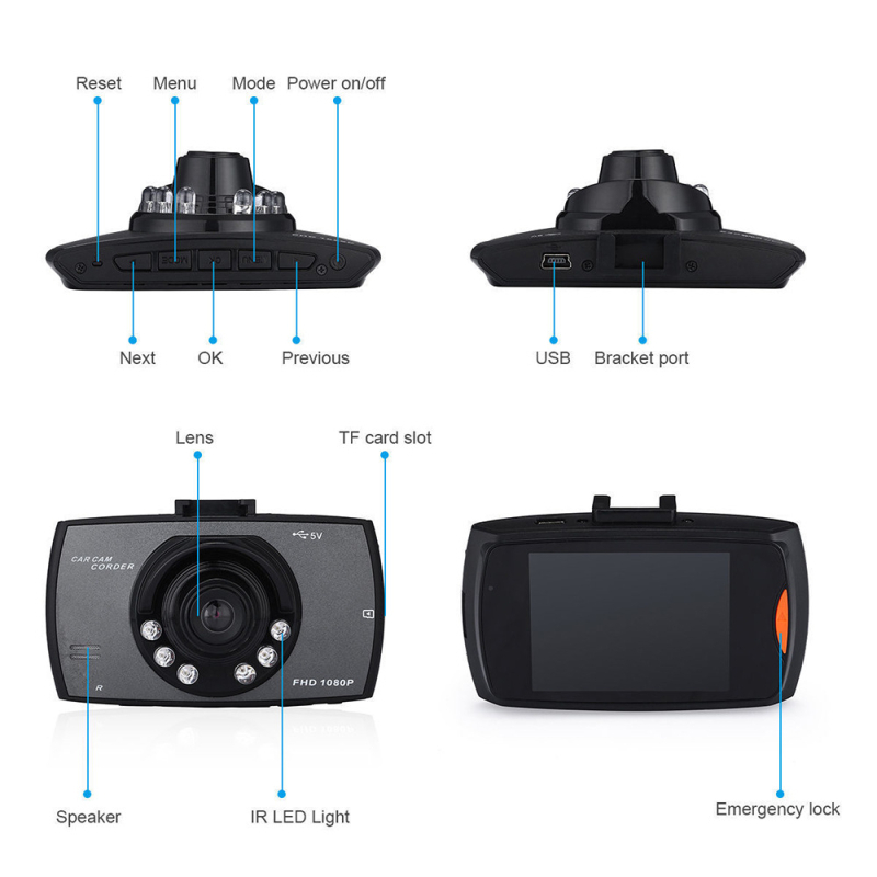 G30 auto kamera dash cam, 120° široki kut, petlja snimanja, pohrana na TF karticu, napajanje auto punjač