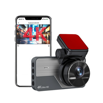 Kétkamerás autós DVR előre 4K és hátra 2K felbontással, 3 hüvelykes kijelző, Wi‑Fi, parkolásfigyelés, éjszakai látás