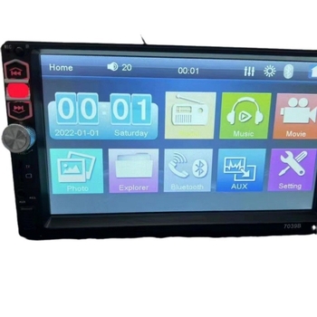 MP5 2-DIN auto player s LCD zaslonom, napajanje 12-24V DC, USB povezanost, podržava RM/AVI/RMVB video formate, CarPlay opcionalno