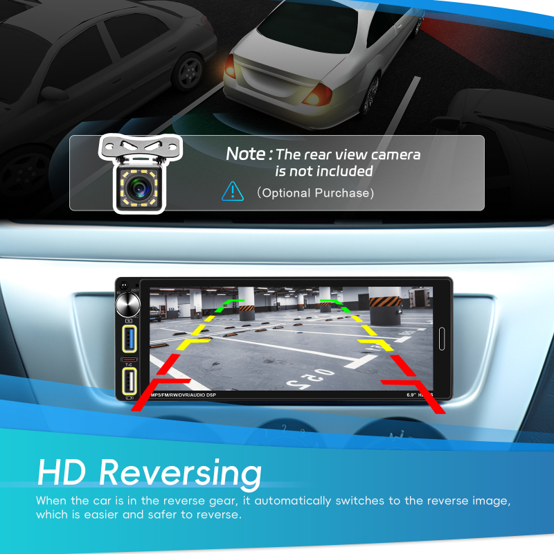 Sõiduki tagasuunamise monitor IPS-ekraaniga, 1280x480 eraldusvõime, AHD vorming, sisendid RM/RMVB/AVI/MP4/MKV/3GP