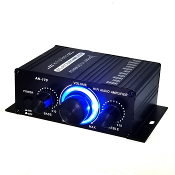 HiFi divkanālu auto jaudas pastiprinātājs — 12V DC, 20W×2, 4Ω, alumīnija korpuss, RCA ievads