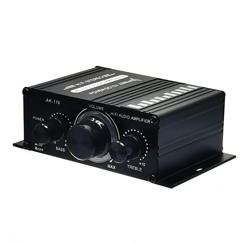 HiFi divkanālu auto jaudas pastiprinātājs — 12V DC, 20W×2, 4Ω, alumīnija korpuss, RCA ievads