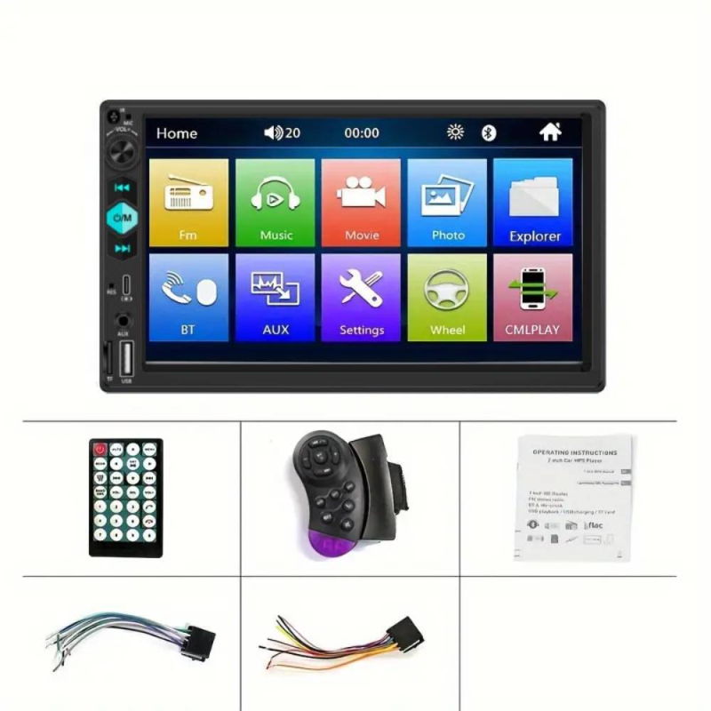 Autó MP5 lejátszó LCD kijelzővel, 7044c modell; USB csatlakozás; videóformátumok: AVI, RMVB, MPEG-4, FLV, MPG, Realplay, MOV; hangformátumok: MP3, WMA, WAV, APE, FLAC