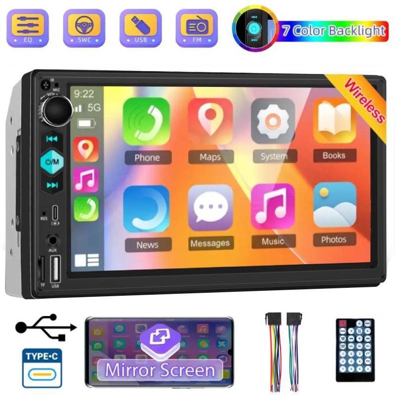 Autó MP5 lejátszó LCD kijelzővel, 7044c modell; USB csatlakozás; videóformátumok: AVI, RMVB, MPEG-4, FLV, MPG, Realplay, MOV; hangformátumok: MP3, WMA, WAV, APE, FLAC