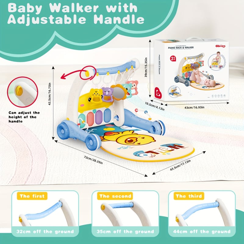 2-in-1 kūdikio žaidimų kilimėlis, aktyviosios gimnastikos ir konvertuojama vaikštynė