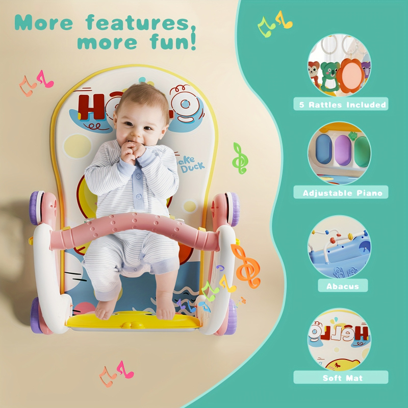 2-in-1 kūdikio žaidimų kilimėlis, aktyviosios gimnastikos ir konvertuojama vaikštynė