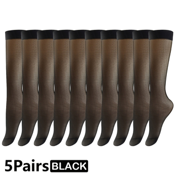 Moteriškos kojinės virš kelių, skaidrios vienos spalvos, 5 poros — pritaikymas prieinamas, logotipo atspaudas, su nuotolinio valdymo pulteliu