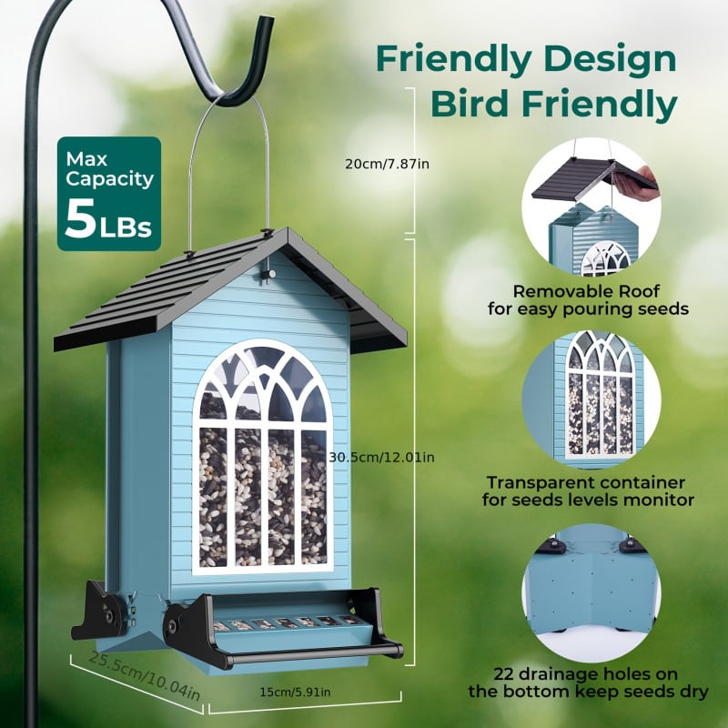 Metalinė paukščių lesyklėlė su voverių apsauga, logotipo spausdinimas ir nuotolinio valdymo pultas